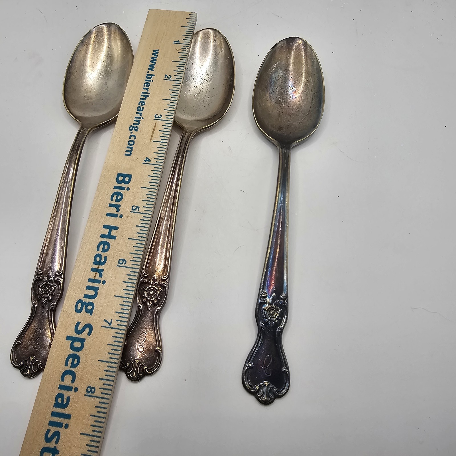 Silver Plate Serving Spoons Old Company Signature Rose Set of 3 Vintage Estate