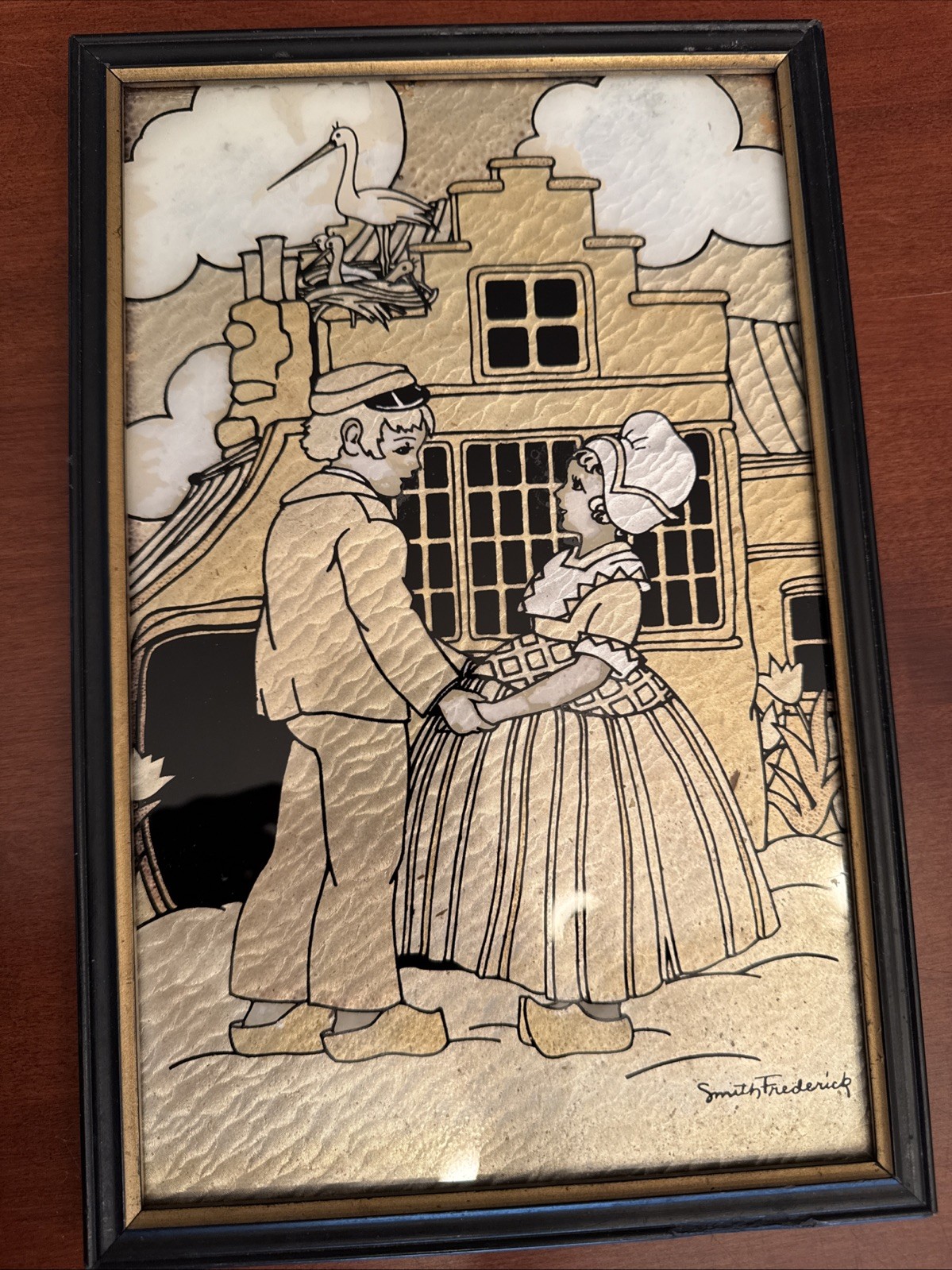 VINTAGE SMITH FREDERICK “DOUBLE DUTCH” FOIL ART FRAMED PICTURE B.E.20 RELIANCE