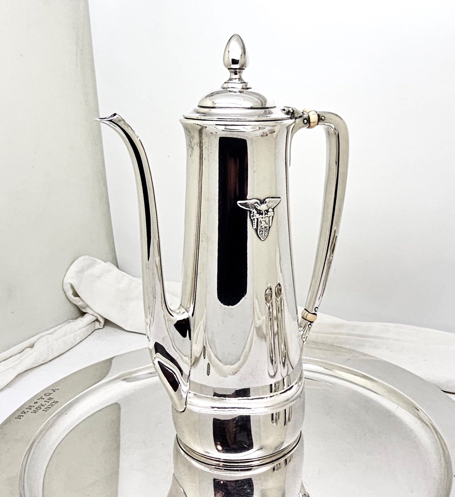 1925 TIFFANY USMA WEST POINT CRESTED STERLING SILVER 4 PCE DEMITASSE TEA SERVICE