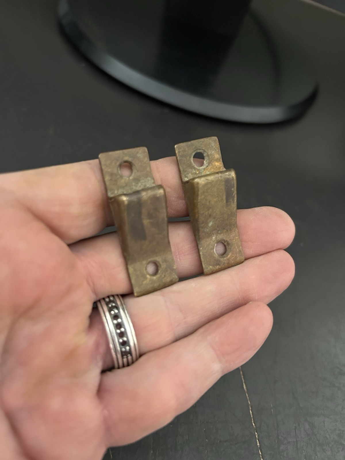 PAIR (2) NOS ART CRAFT DECO BRASS HOOSIER CABINET CUPBOARD DOOR LATCH LOCK CATCH