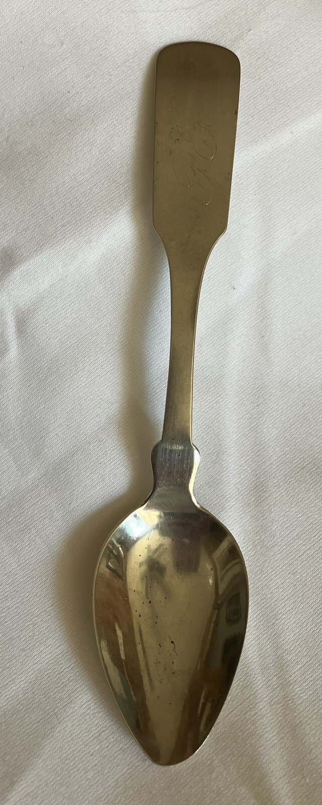 TIPPED COIN SILVER TEASPOON / 1850 / Monogrammed PP