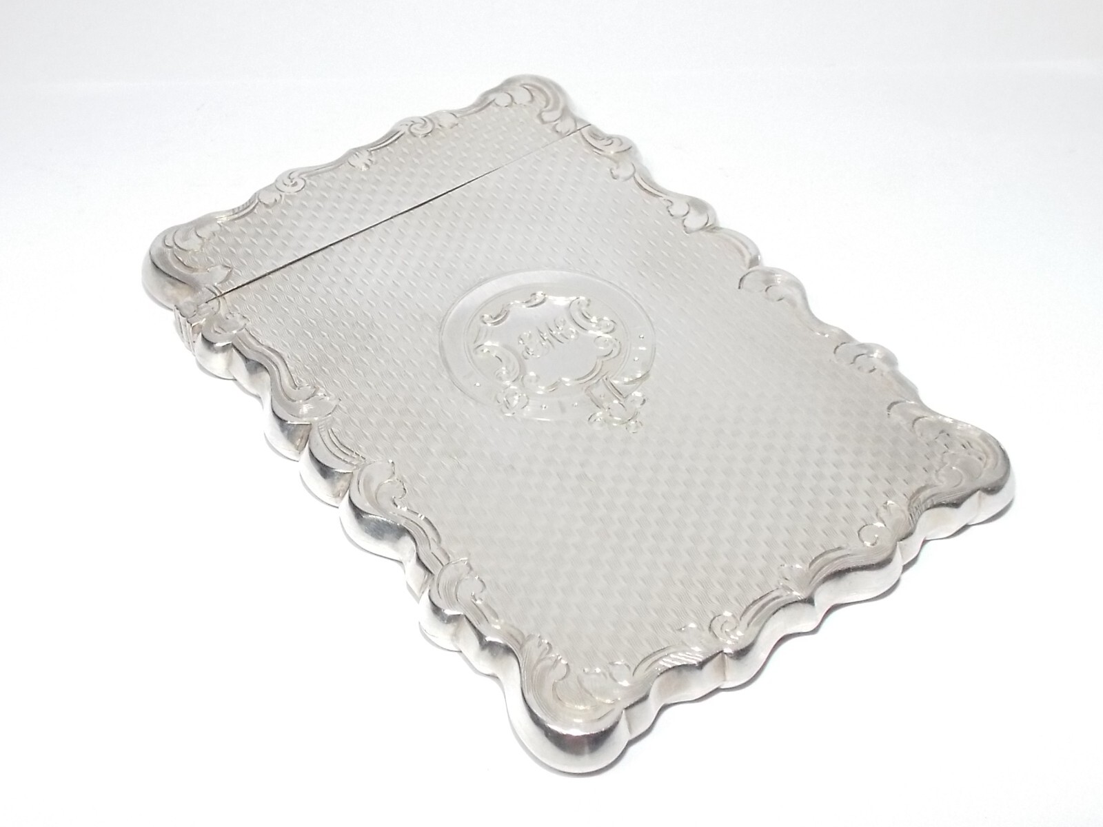 ANTIQUE VICTORIAN STERLING SILVER CARD CASE, ALFRED TAYLOR BIRMINGHAM 1853