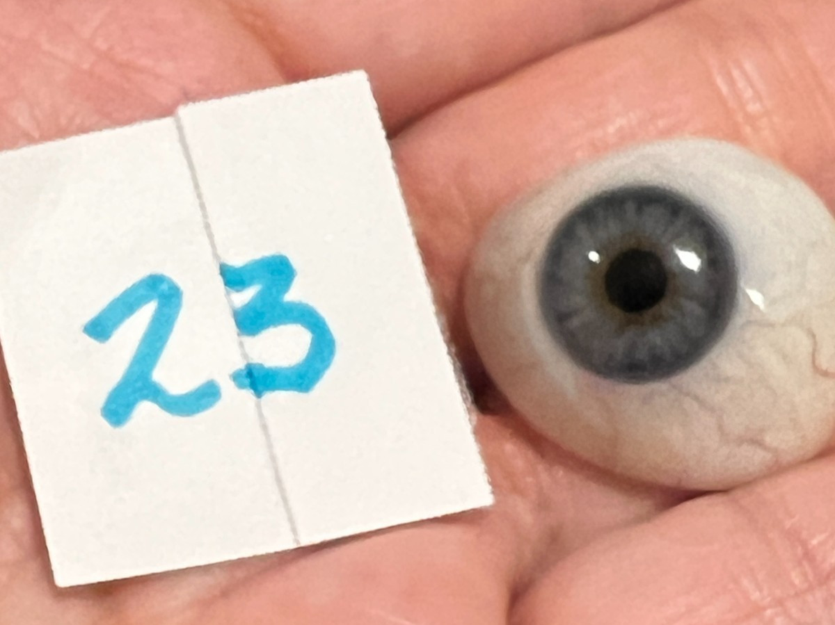 #23 Dark Blue Handmade Large Acrylic Prosthetic Eye 1943-45 WW II GER SERIAL #