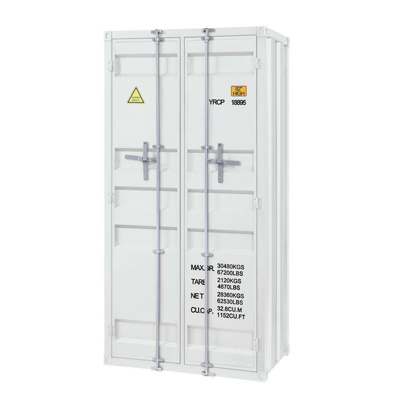 Bowery Hill Modern Double Door Metal Wardrobe in White