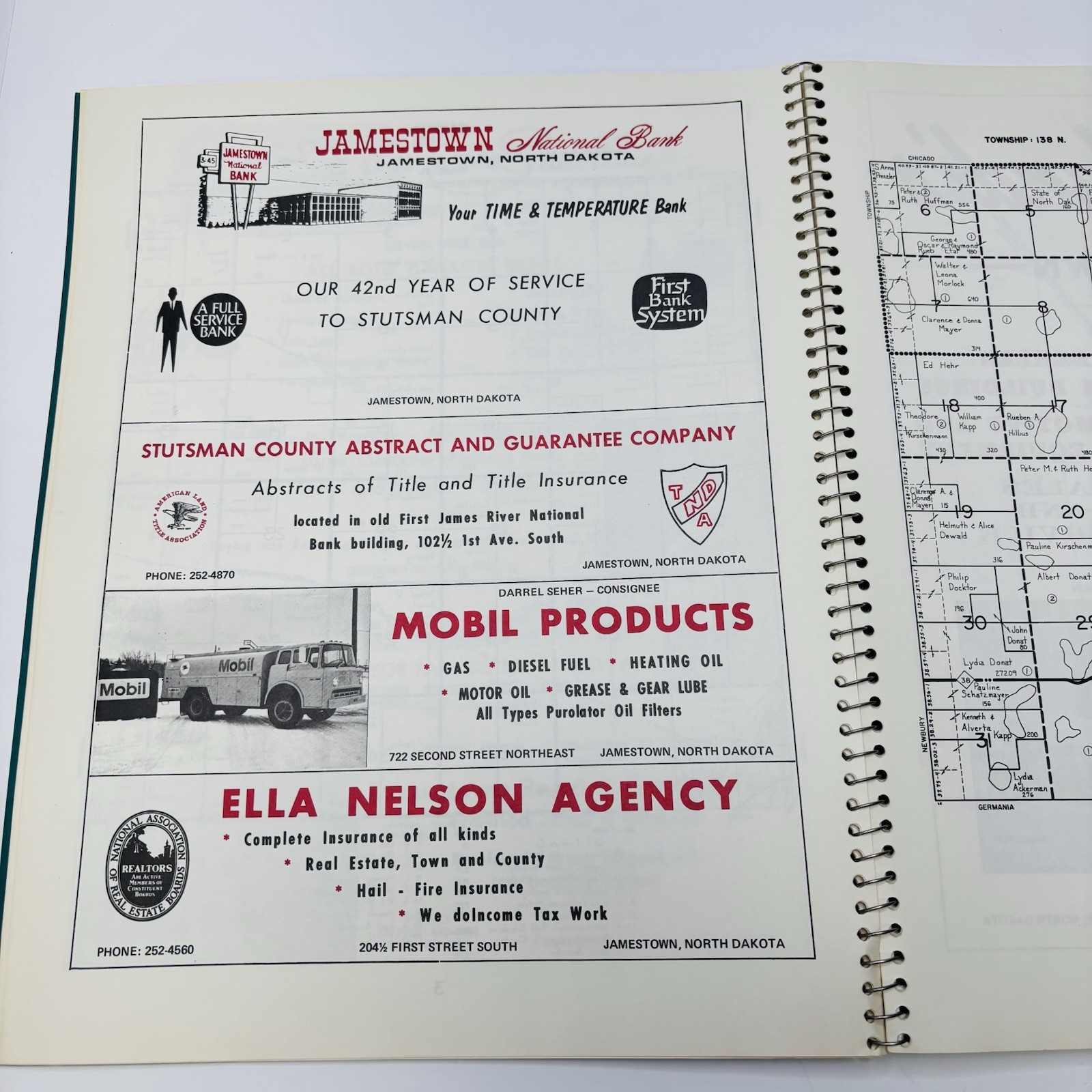 Stutsman County North Dakota 1972 Midland Atlas