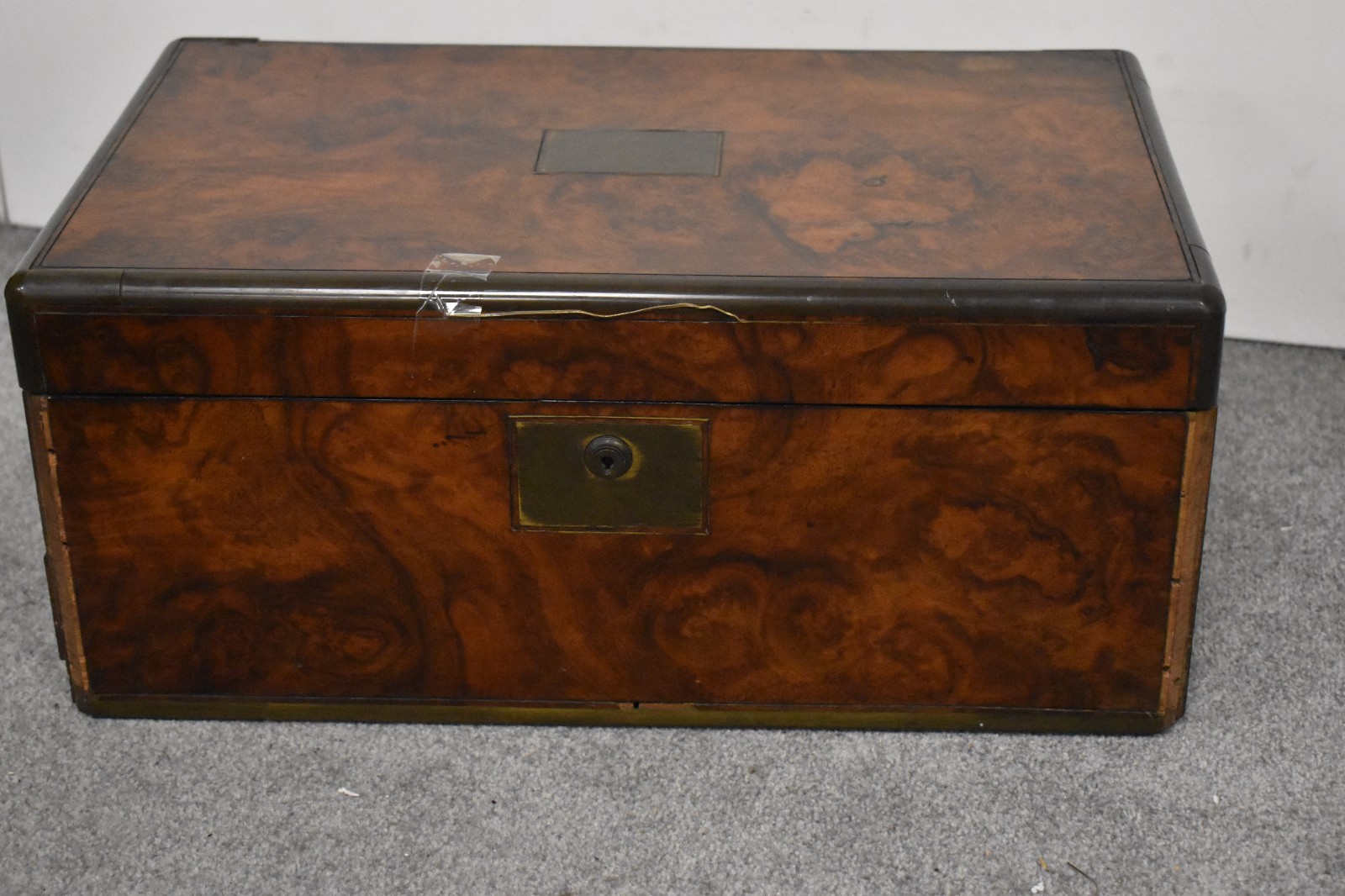 Antique Regency Burr Walnut Writing Slope c1813 Military Campaign Box