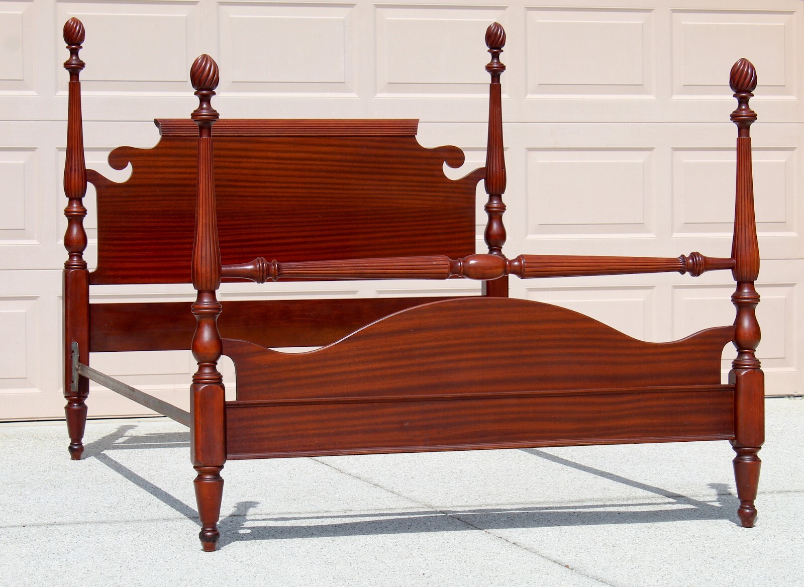 Vintage Solid Mahogany Four Poster Queen Bed | Chippendale Inspired