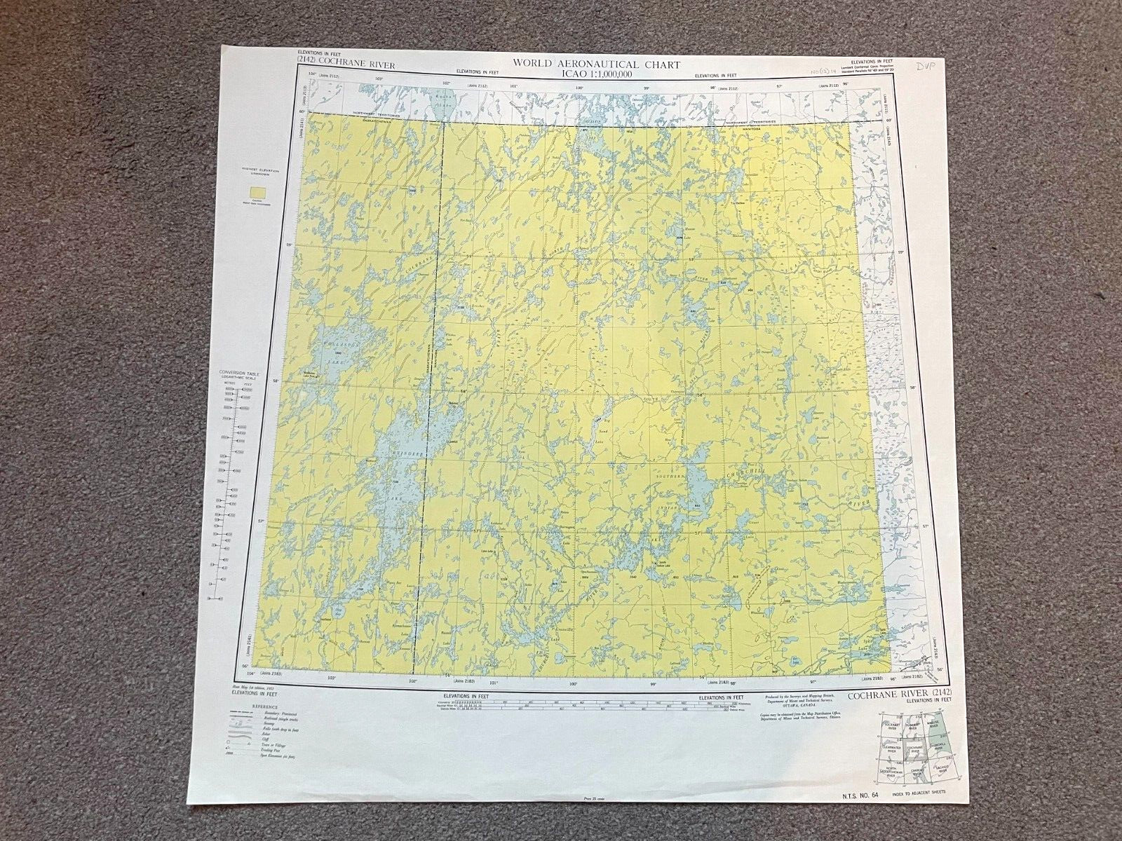 Canada – Cochrane River- Original old antique vintage map – Very rare!