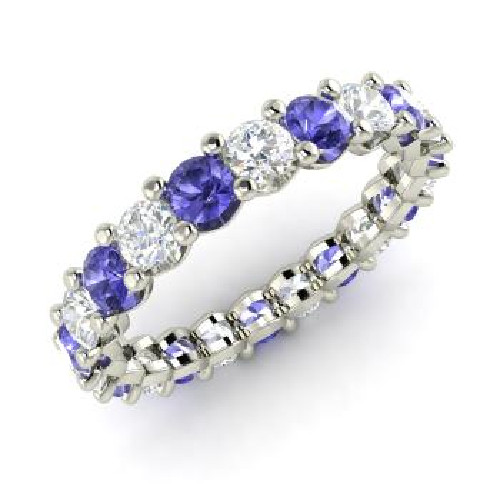 2.54 Ct Natural Tanzanite Diamond Engagement Wedding Ring 14K White Gold Size 6