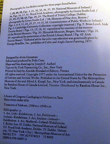 Treasures Of Irish Art Book 1500 BC to 1500 AD by Alfred A. Knopf Hardcover
