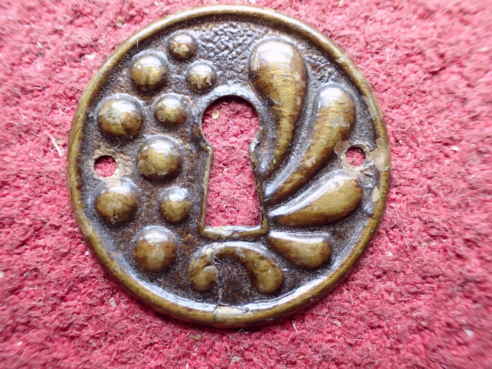 Antique Three (3) Victorian Button Style Keyhole Escutcheons