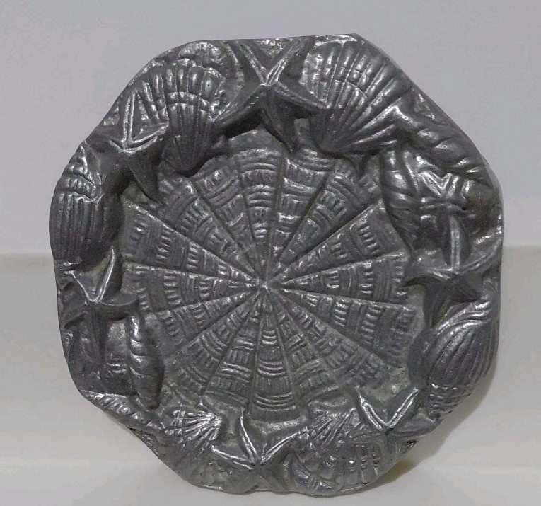Silver Plated Sea Shell Starfish Raised Design Art Deco Coasters 4.5″ Set of 4