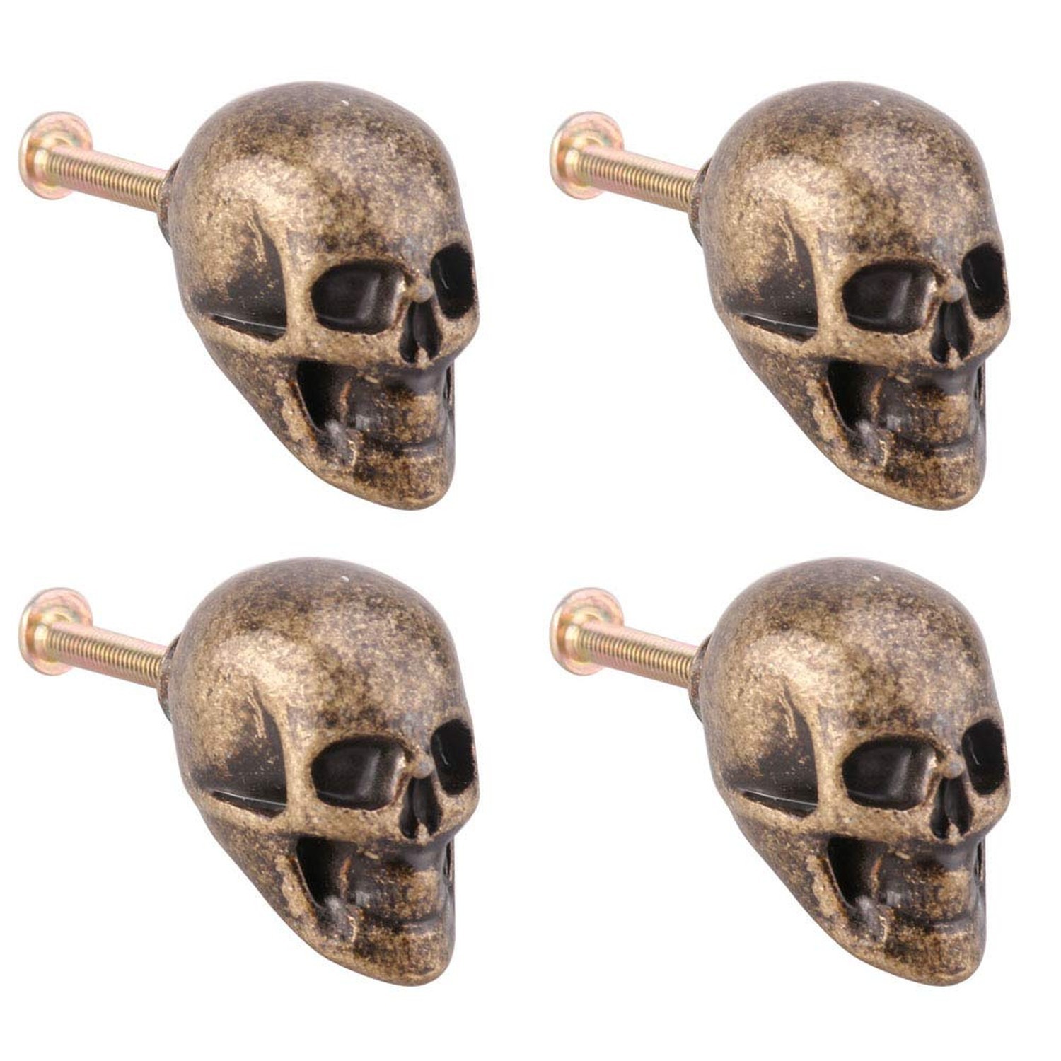 Skull Knobs 4 Pcs Zinc Alloy Heavy Drawer Handle Cabinet Hardware Kitchen Cab…