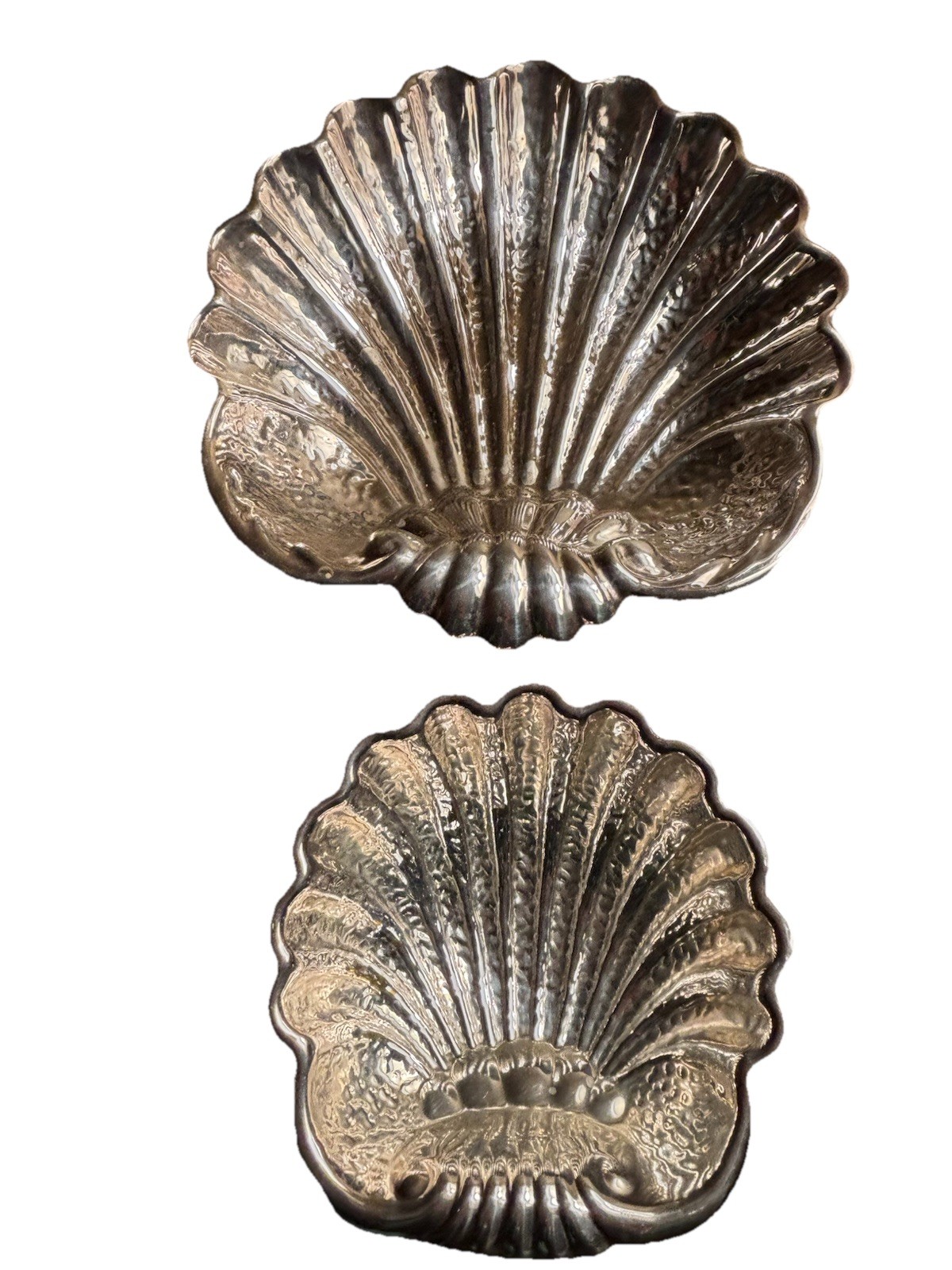 Habis Silverplate Shell Bowls Set of 2 Large & Small Scallop Seashell Dishes