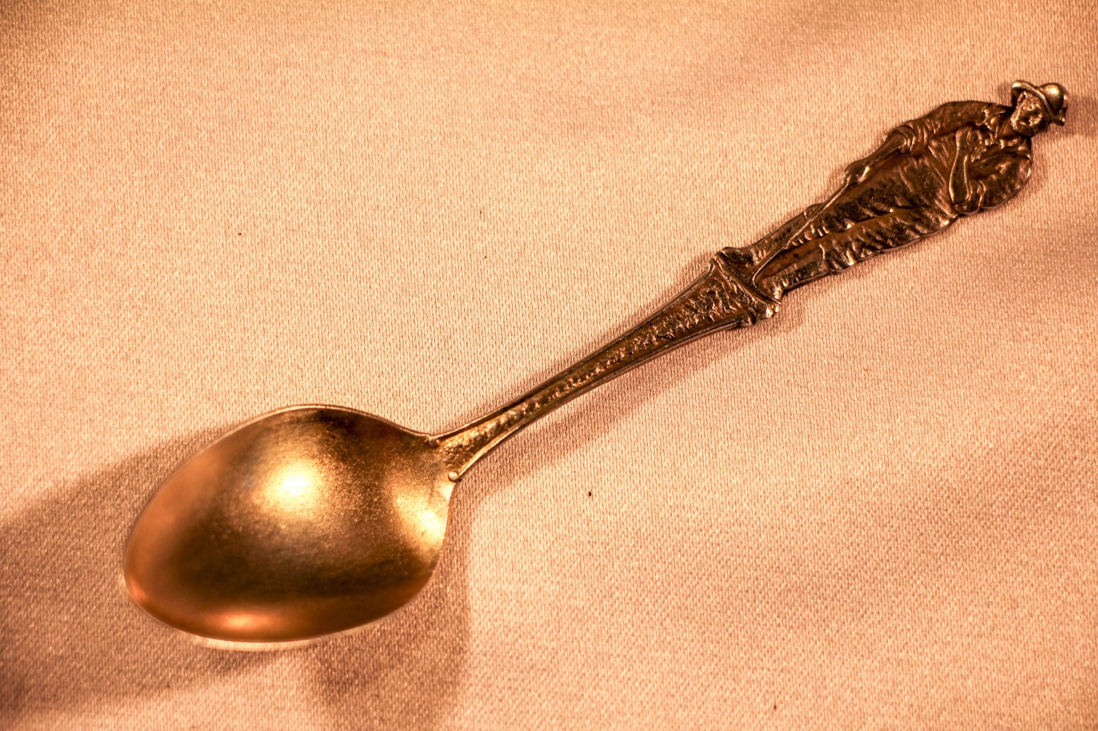 Sterling full body Miner figural demitasse spoon novelty Saart Bros. monogram B