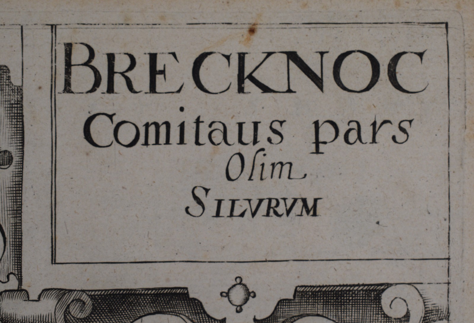 Breckonoc Comitaus – Saxton & Robert Vaughan 1637 copperplate engraved map.