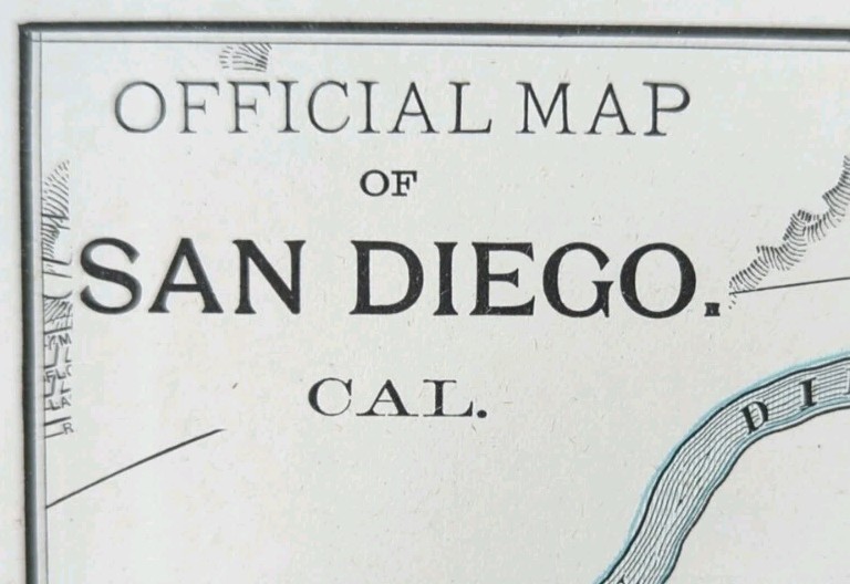 Vintage 1901 SAN DIEGO CALIFORNIA Map 11″x14″ Old Antique Original LITTLE ITALY