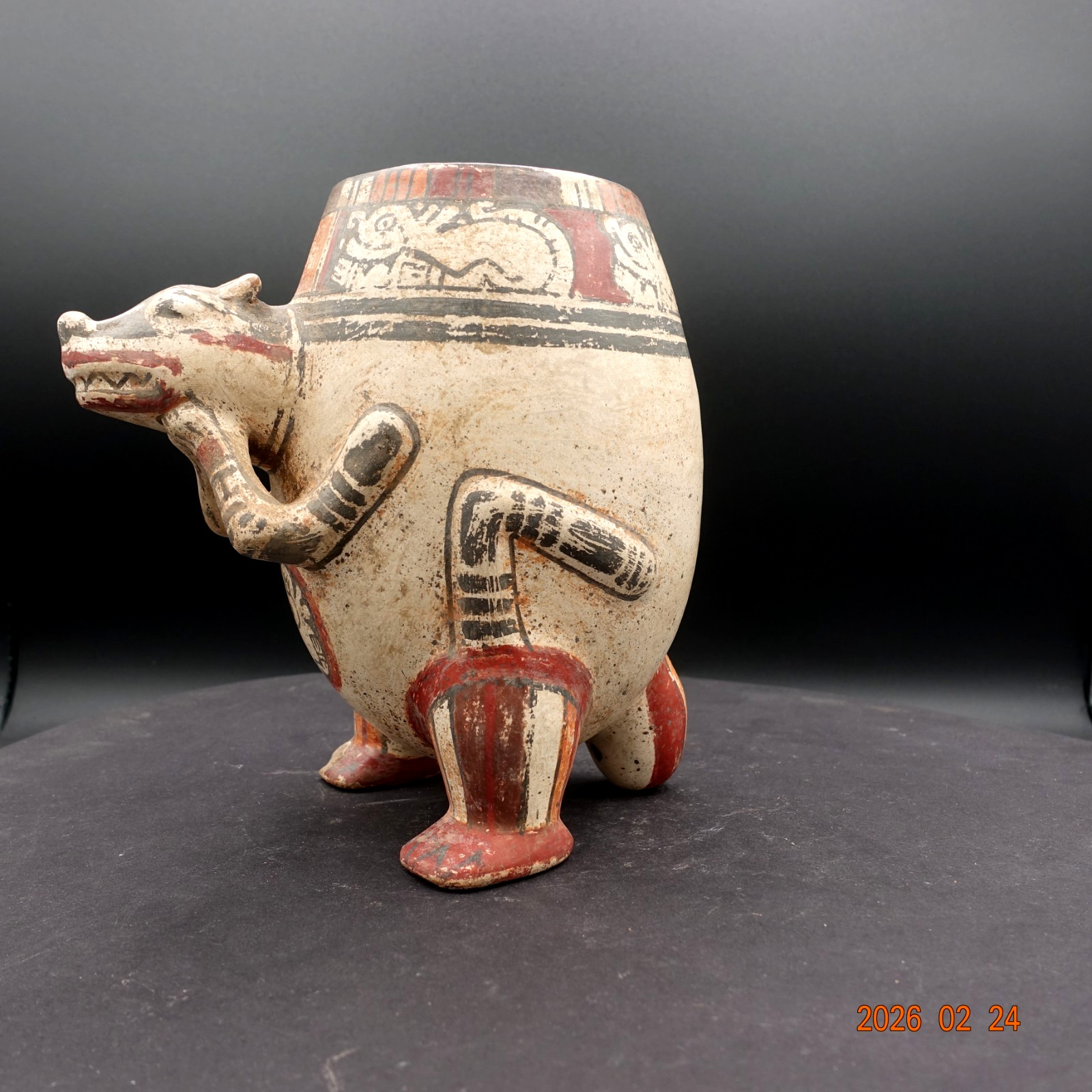 Pre-Columbian Authentic Artifact Ceramic Pottery Poly-Chrome Pizote Vessel