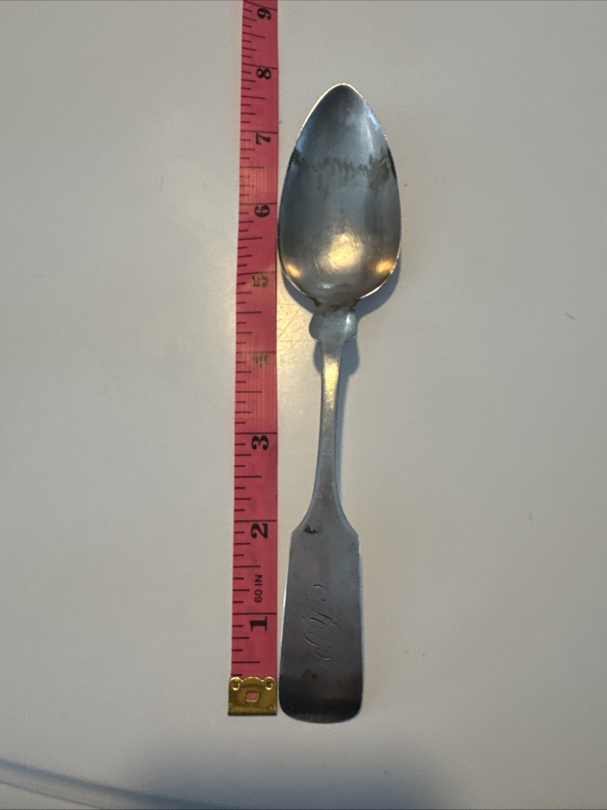 19th Century John Hall Kentucky Coin Silversmith Eggshaped Fiddle Spoon 1850’s
