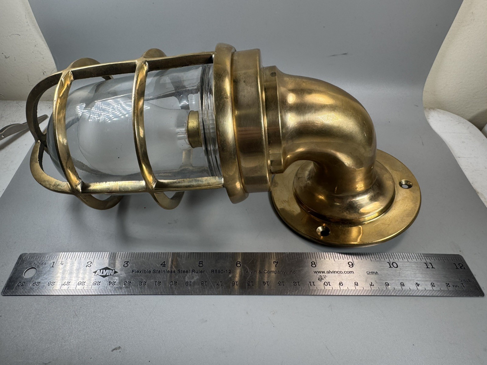 Vintage Solid Brass U.S. Navy Passageway Light – USS America, c.1950s–1961 RARE