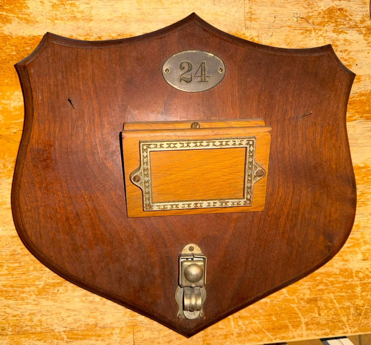 Antique Victorian Hotel / Office Door Plaque w Top-Loading Card Frame & Clip #24