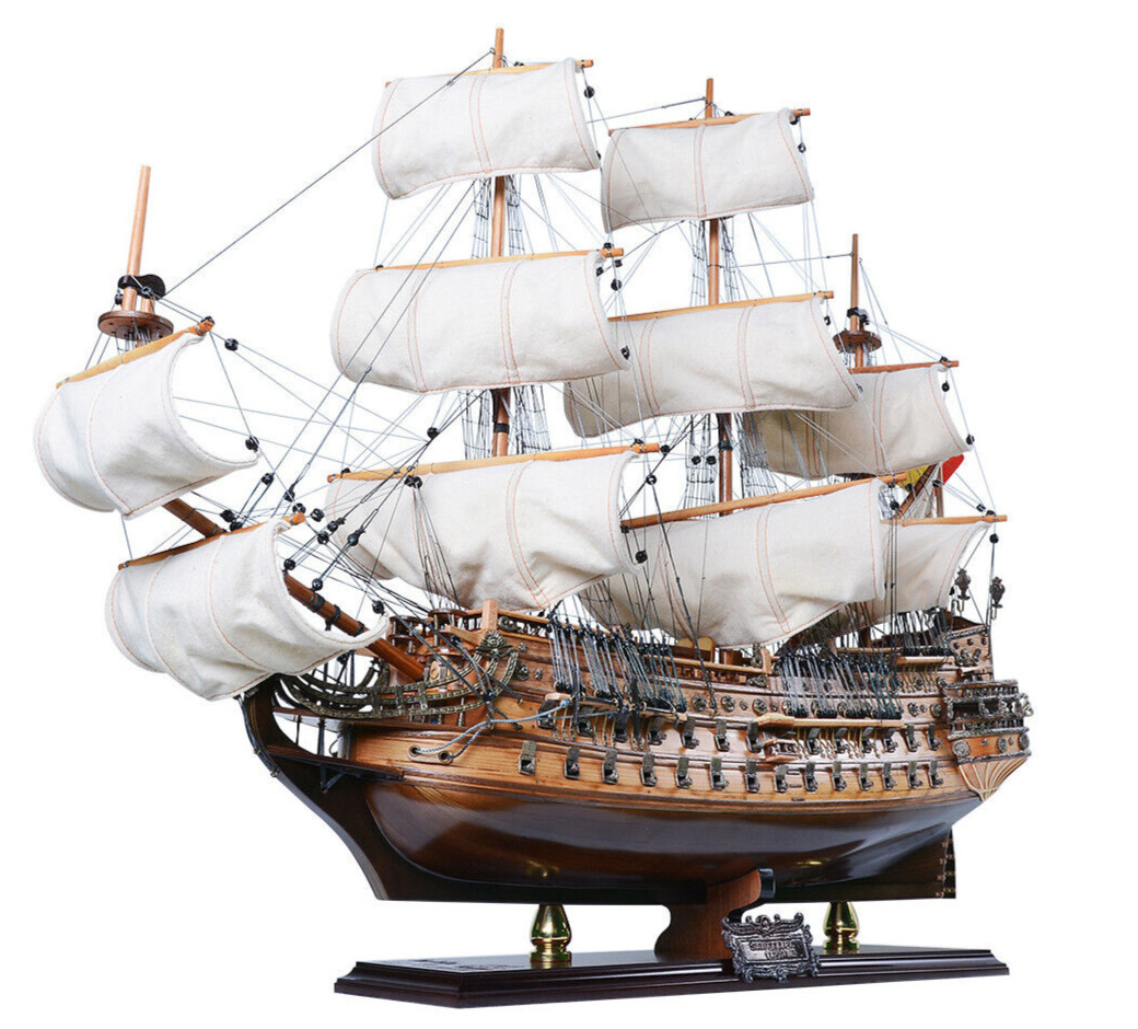 Limited Edition San Felipe Full Blowing Sails Wood Tall Ship Model 28″ Built New