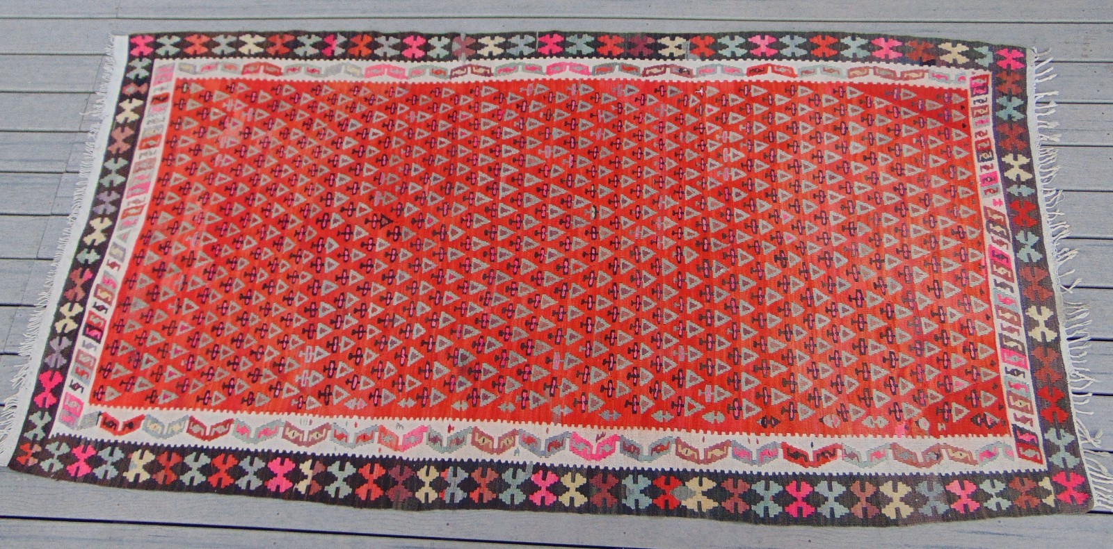 BEAUTIFUL, RARE, ANTIQUE CAUCASIAN SHIRVAN KILIM TRIBAL RUG ~ CIRCA 1900