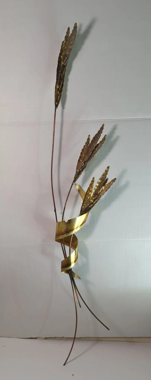 Vtg Home Interiors Gold copper Brass Whear Stem Wall Hanging Decor 32″