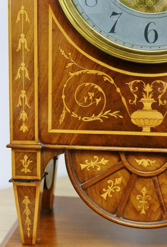 Rare Antique French 8 Day Inlaid Marquetry Mahogany Bracket Clock & Wall Bracket