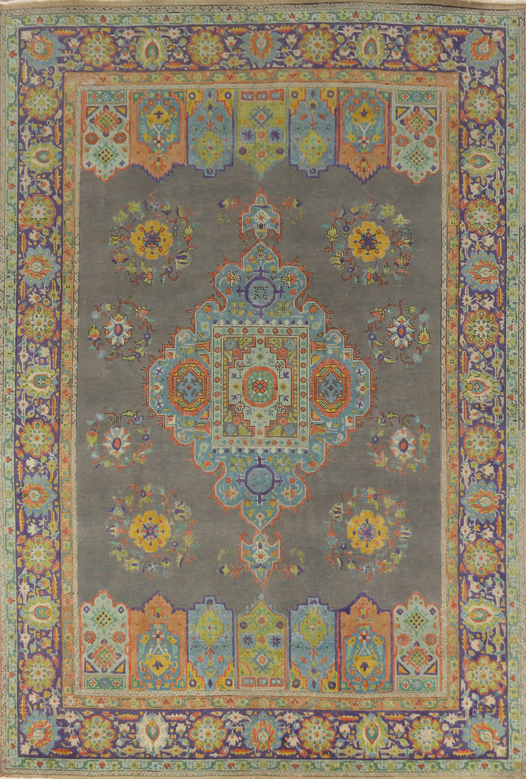 Vintage Gray Over-dyed Wool Living Room Rug Traditional Hand-made Carpet 8×11
