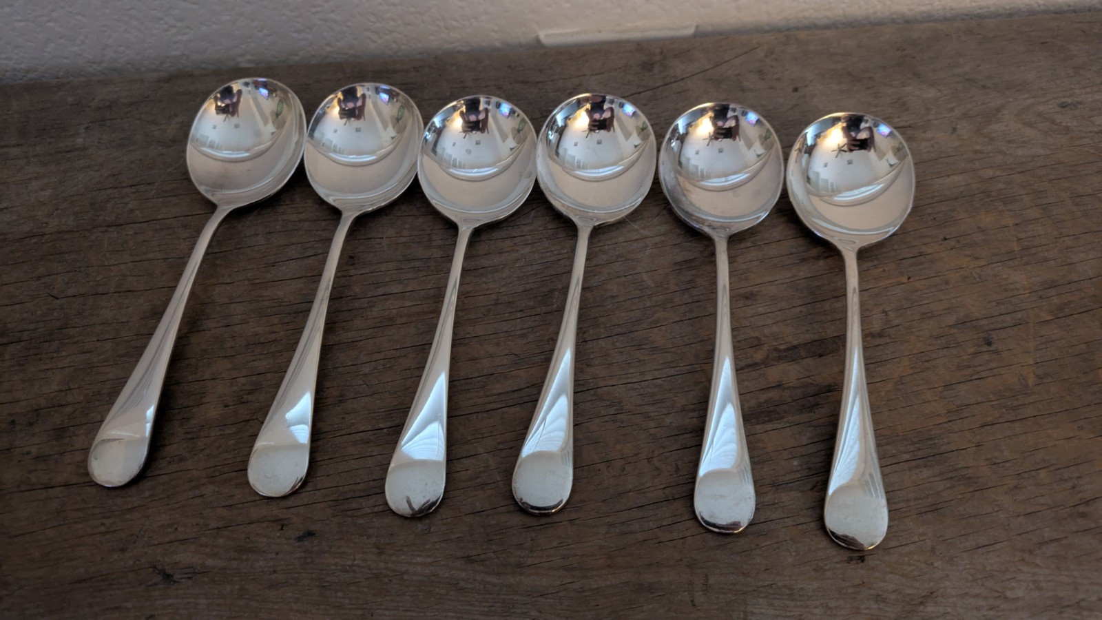 Set of 6 Birks Old English Regency Plate Gumbo Round Soup Spoon
