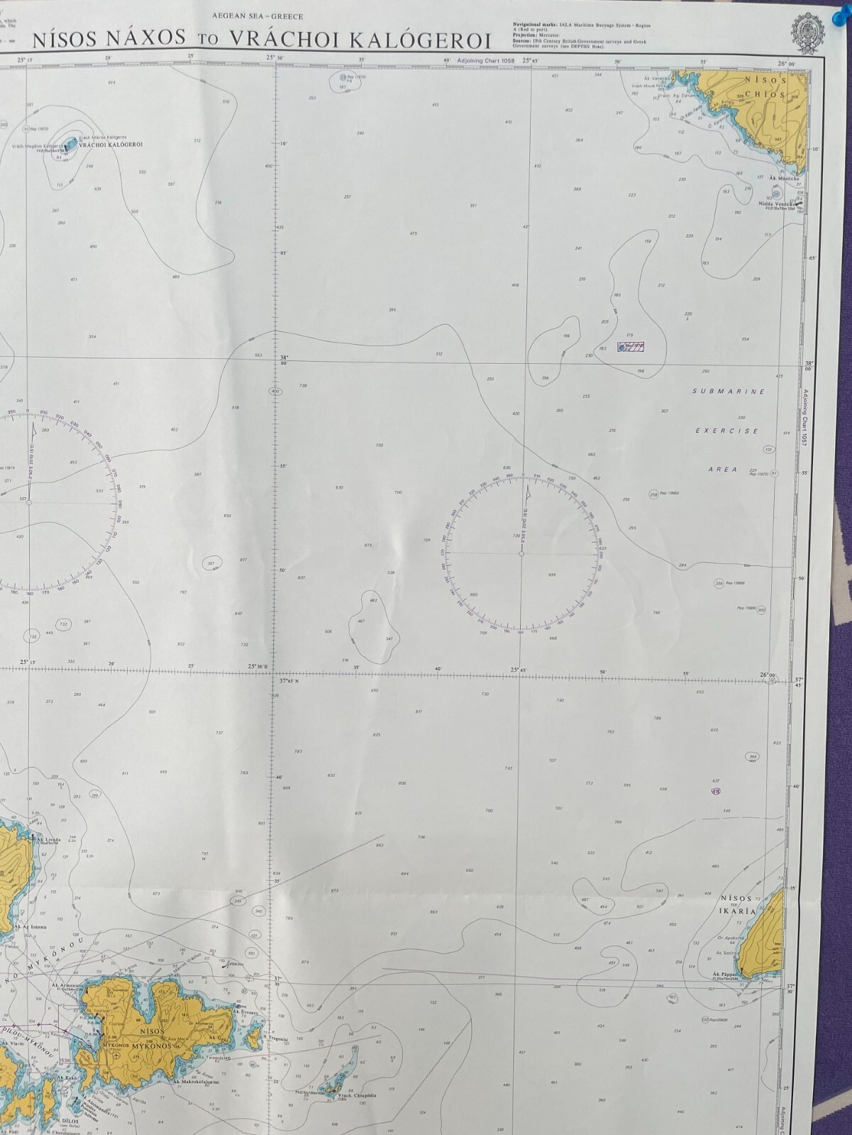 Admiralty 1041 AEGEAN SEA GREECE NISOS NAXOS TO VRACHOI KALOGEROI CHART MAP WALL