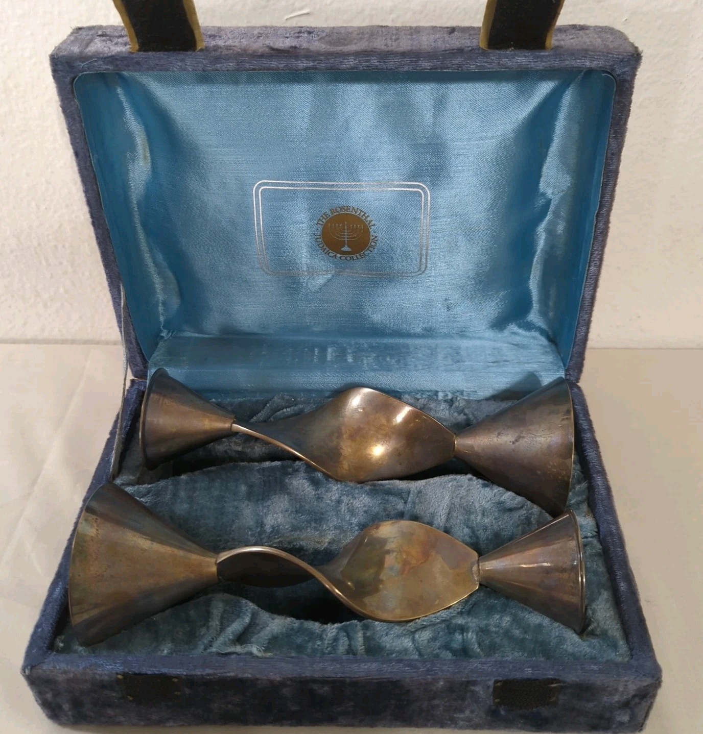 The Rosenthal Judaica Collection 2 Silver Plated Candle Holders in Box