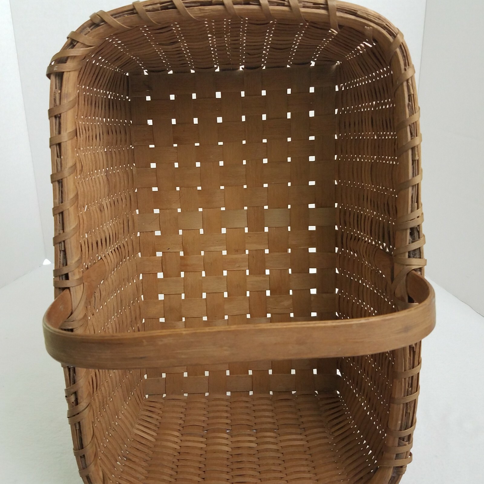 Antique Split Oak Basket Single Handle Handmade US Northeast AAFA Primitive