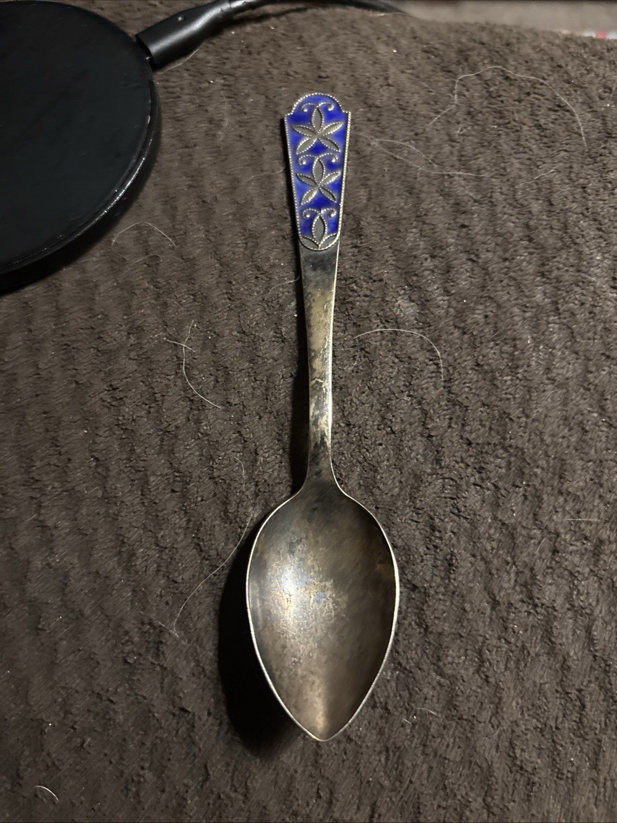 Antique Russian silverand cloisonné enamel spoon,.875