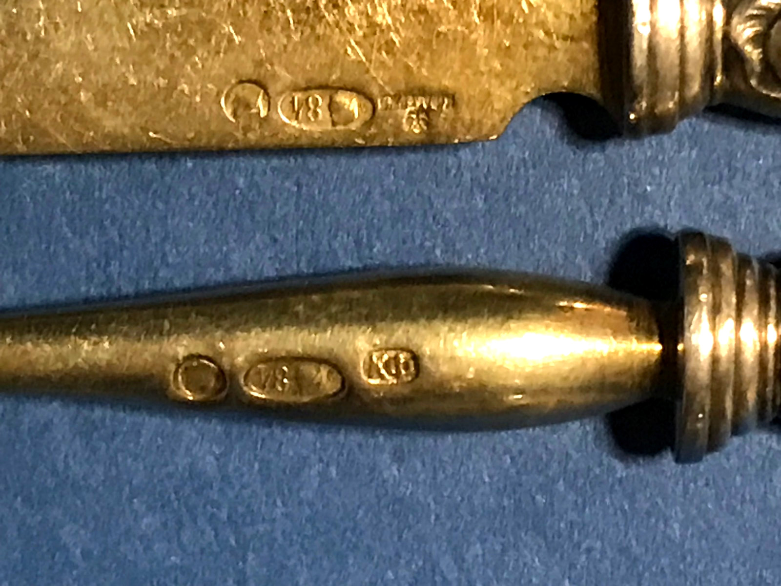 ФАБЕРЖЕ ORIGINAL GILT SET SILVER 84 RUSSIAN FAMOUS “KF” FABERGE IMPERIAL ANTIQUE