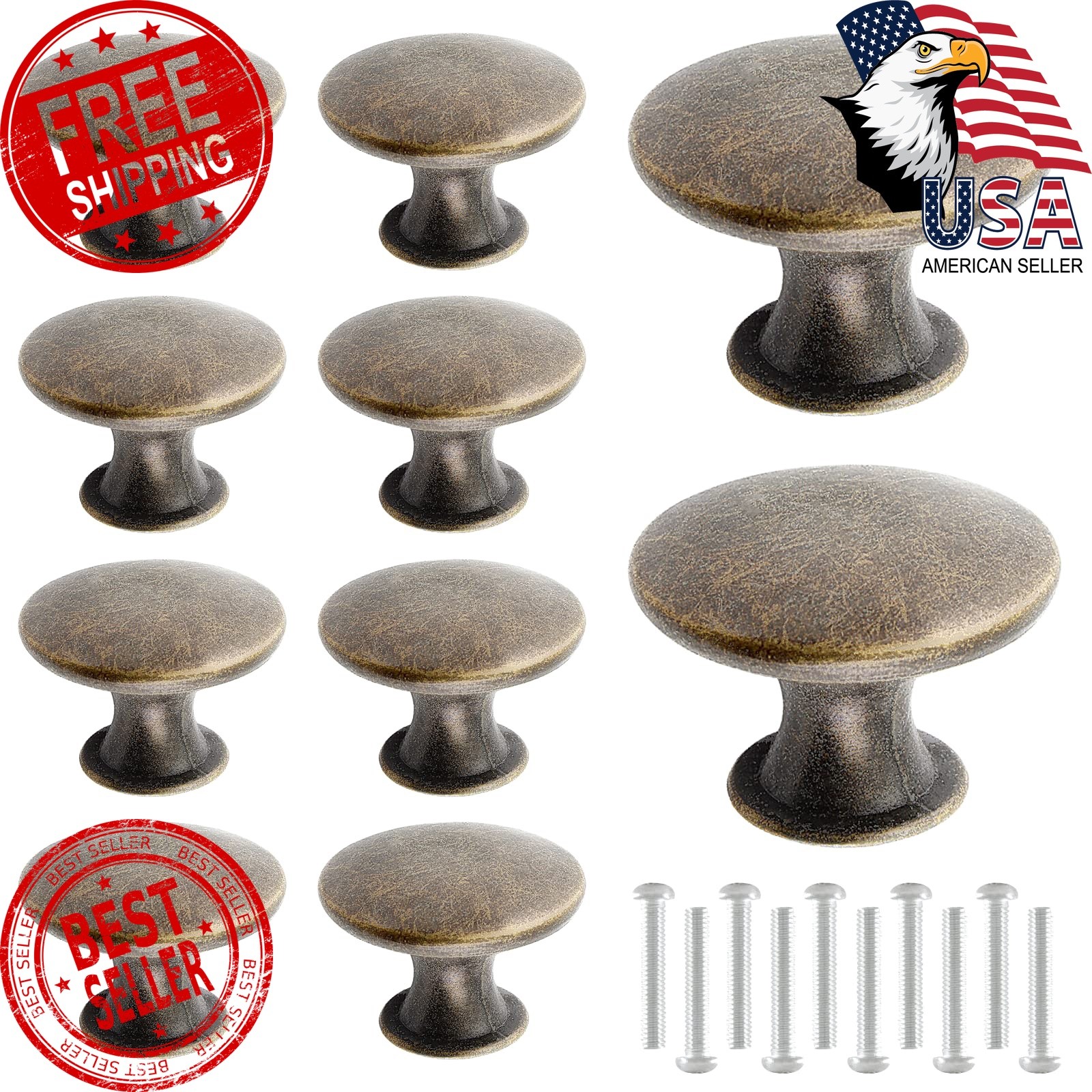 Zorfeter Antique Brass Cabinet Knobs 30mm 10 Pcs
