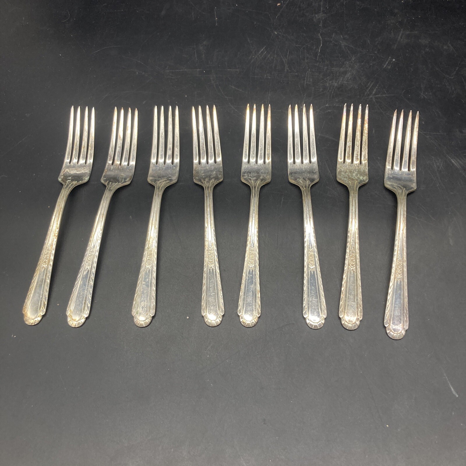 Set of 8 Holmes & Tuttle MFG. Co. Wentworth Silverplate Dinner Forks