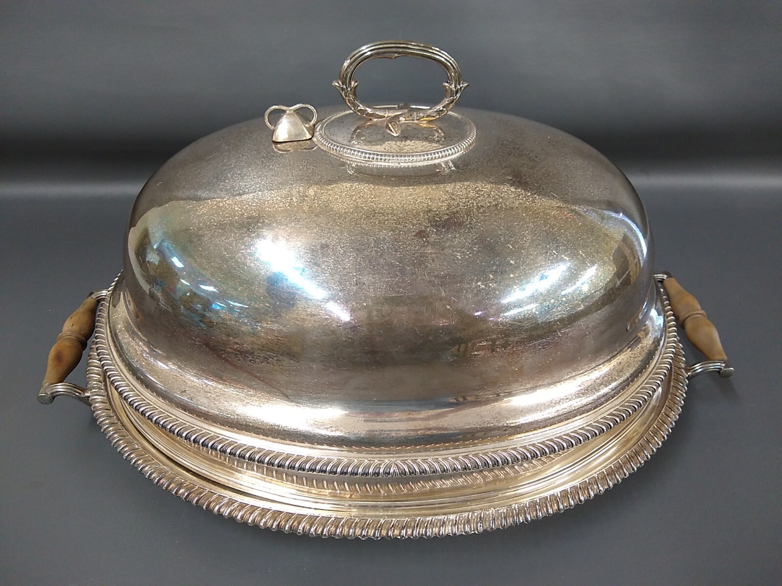Antique Clan Cathcart Sheffield Silver Plate Domed Meat Food Plate Cover Warmer