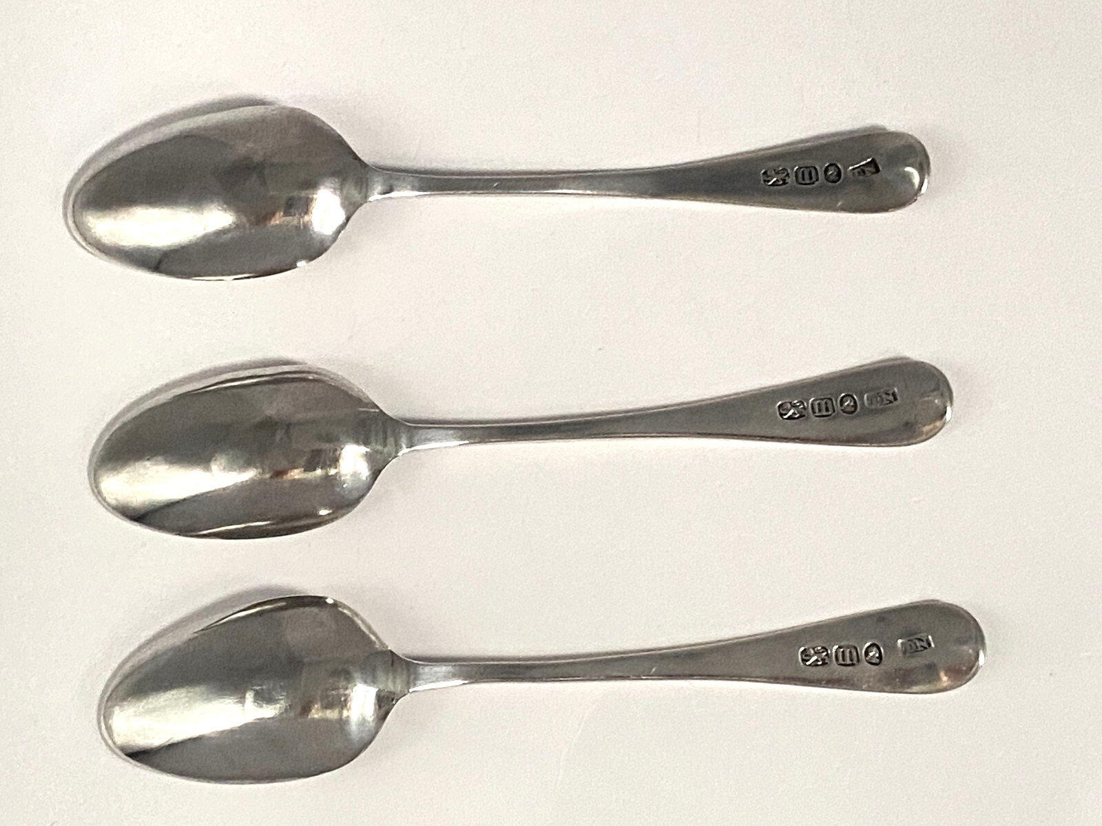 Antique 1787 Georgian Solid Silver Tea Spoons Monogram HS or SH Set 3