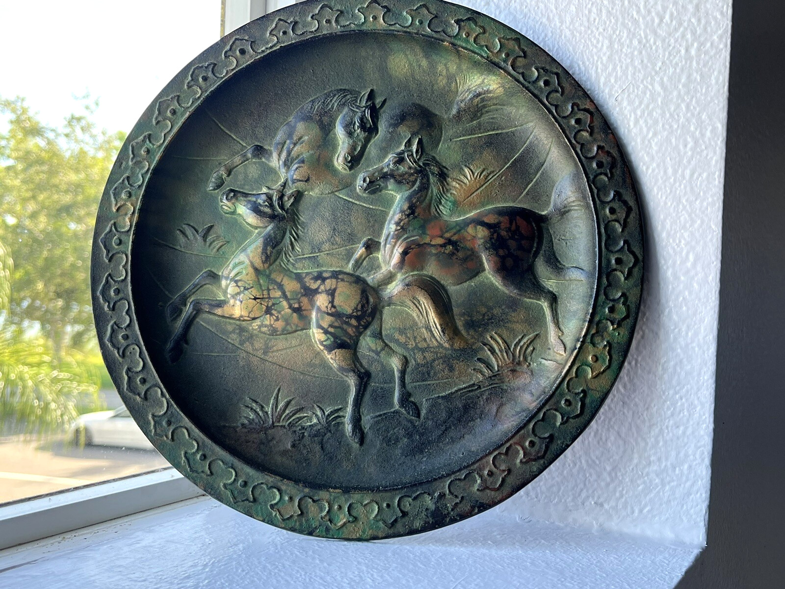 ANTIQUE c.1916 JAPANESE IRON HORSE BUDDHA PLATE BOWL CHARGER