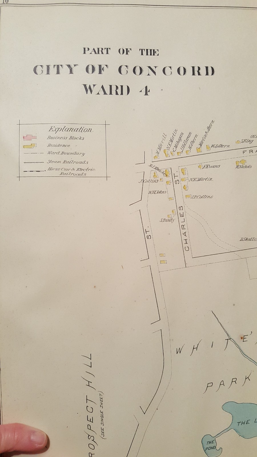Antique MAP – PART 3 OF THE CITY OF CONCORD – N.HAMPSHIRE – 1892 ATLAS