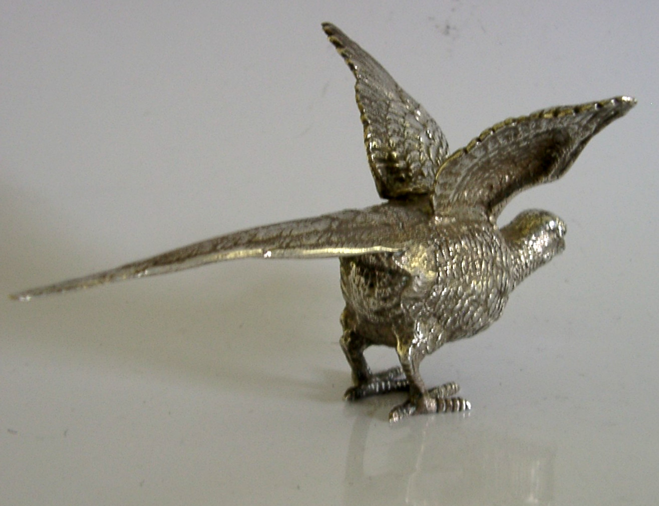 HEAVY 125g STERLING SILVER PHEASANT BIRD FIGURE 1958 HUNTING SHOOTING ENGLISH