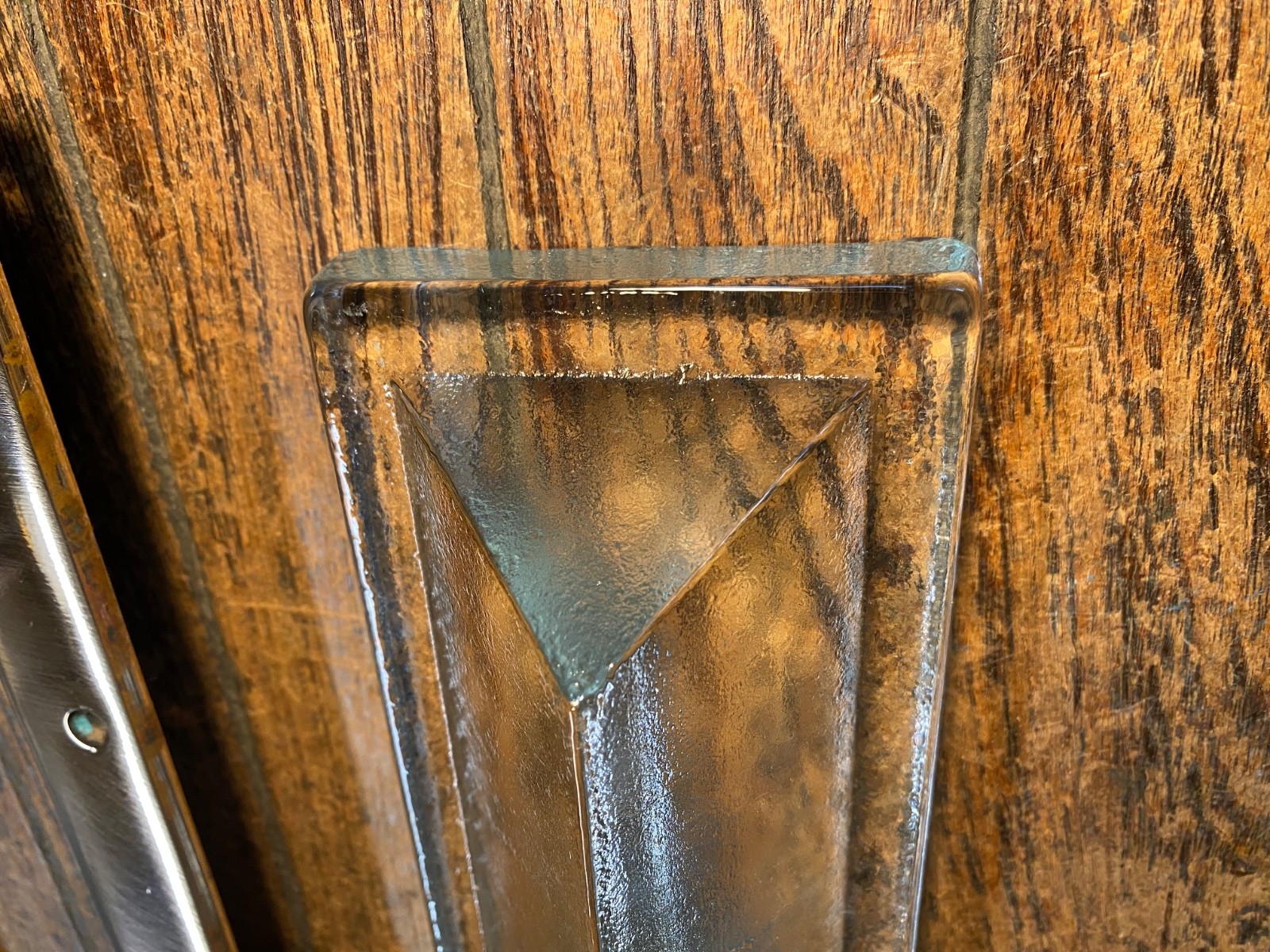 VINTAGE NOS CAST POLISHED BRONZE AND SOLID GLASS RECTANGULAR DECK PRISM 12 X 6