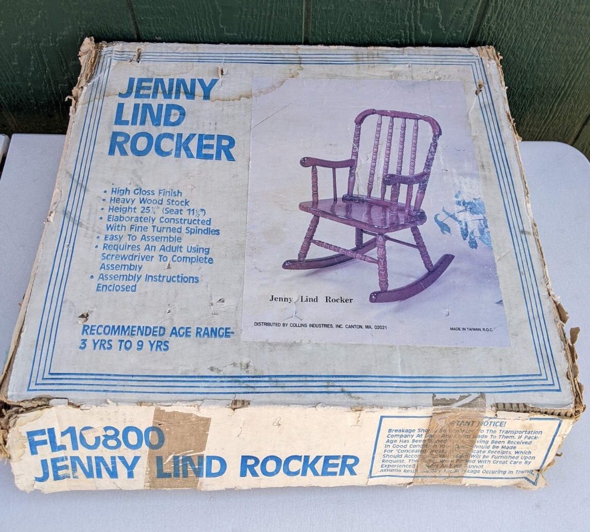 VTG 80s Wooden Jenny Lind Style Kids Rocker Rocking Chair Ages 3-9 NOS *FLAWS*