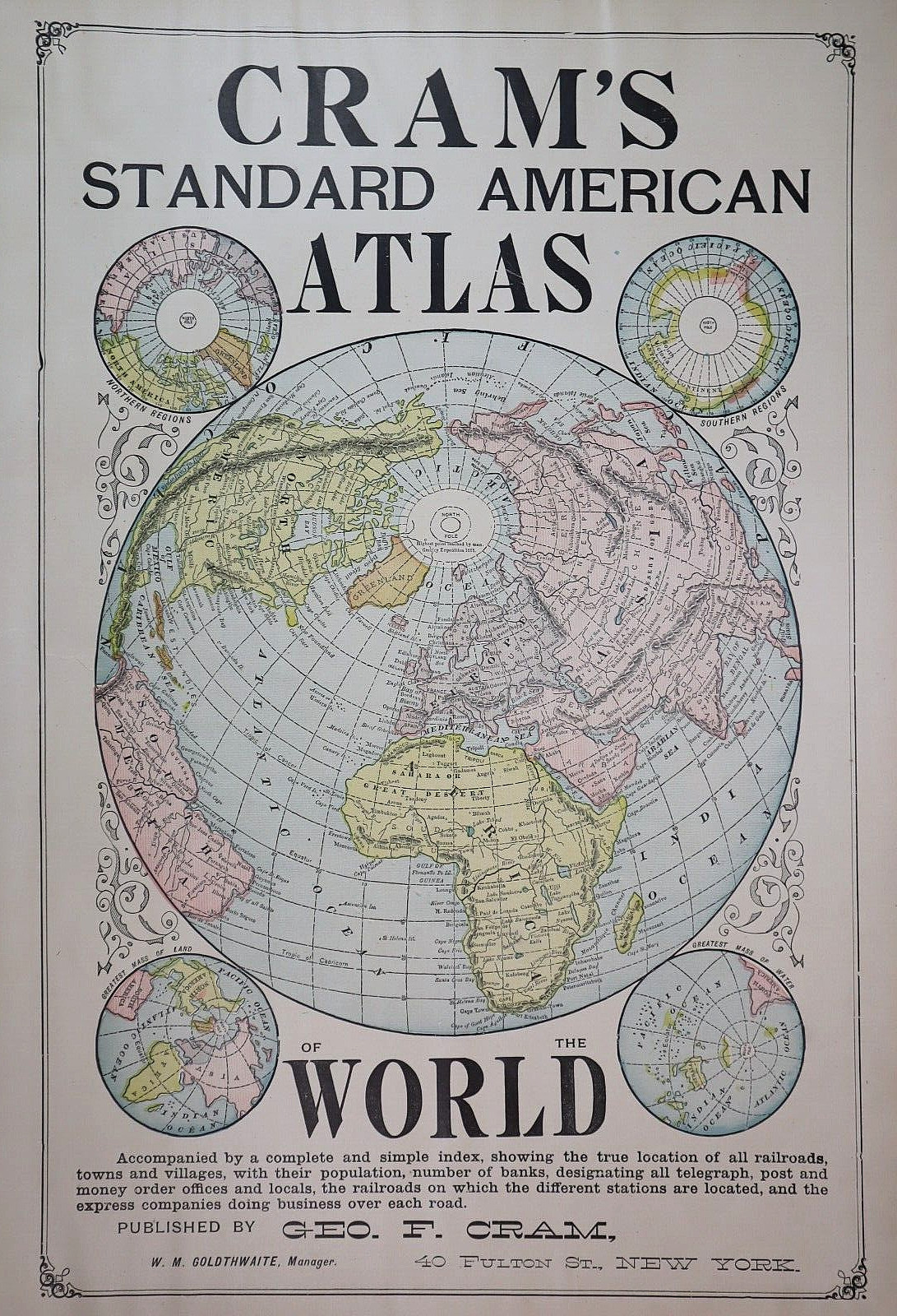 Beautiful 1888 Cram Atlas County & Railroad Map MARYLAND DELAWARE (XL17x23) #571