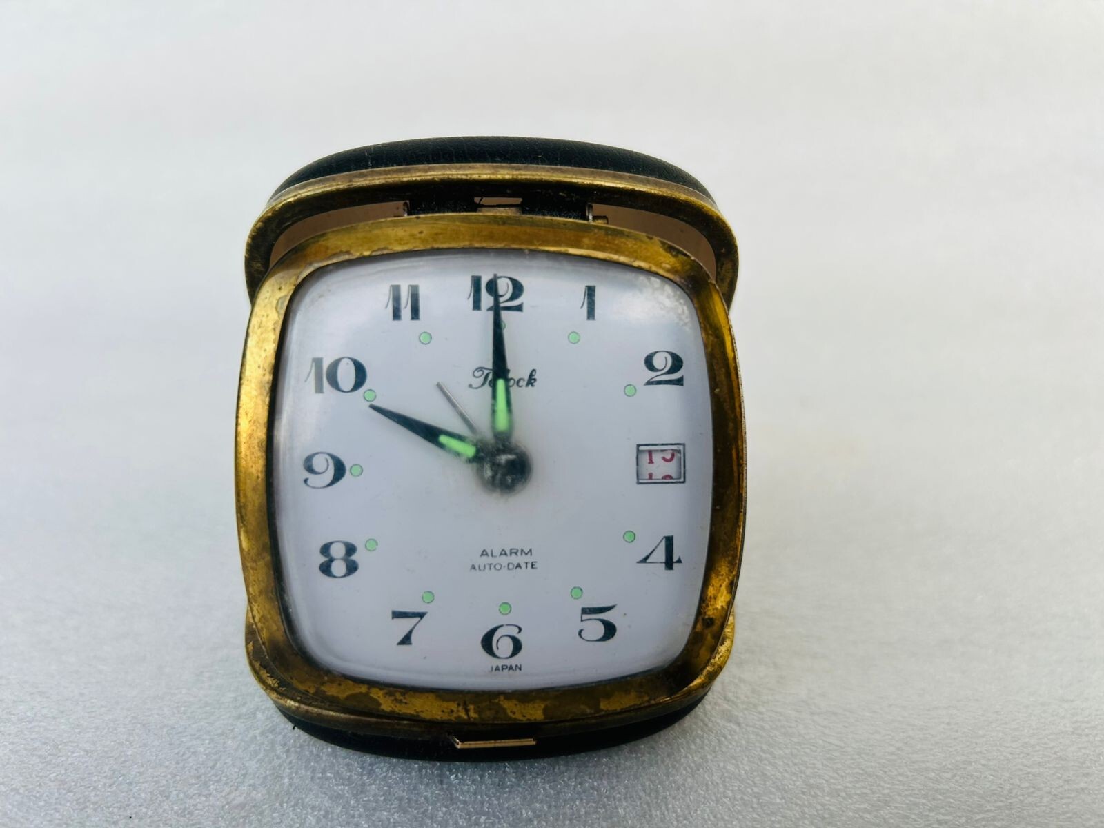 Antique Travel Folding Leather Alarm Clock Old Pocket Alarm Clock Made In japan