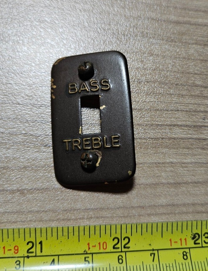 Vintage BASS TREBLE Brass? Metal Switch Cover Guitar? Music Repurpose