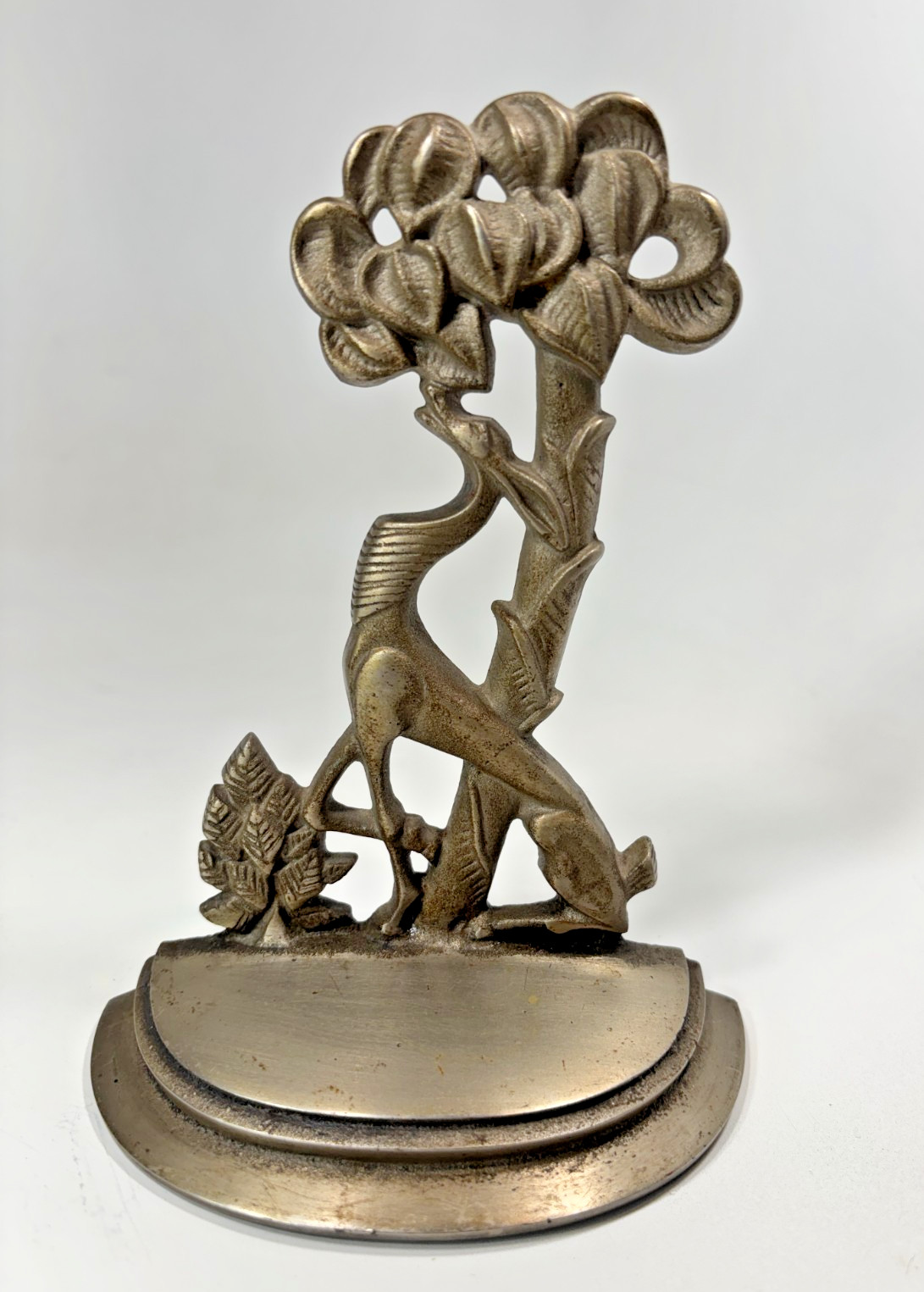 Rare Vintage Single 1 Cast Iron Bookend Doorstop 410 Deer and Palm Tree Art Deco