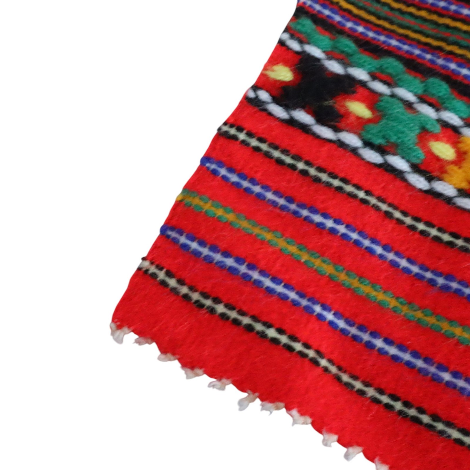 Vintage Wool Runner Rug Turkey Kilim Red Striped Tribal Folk Art Decor 36×15